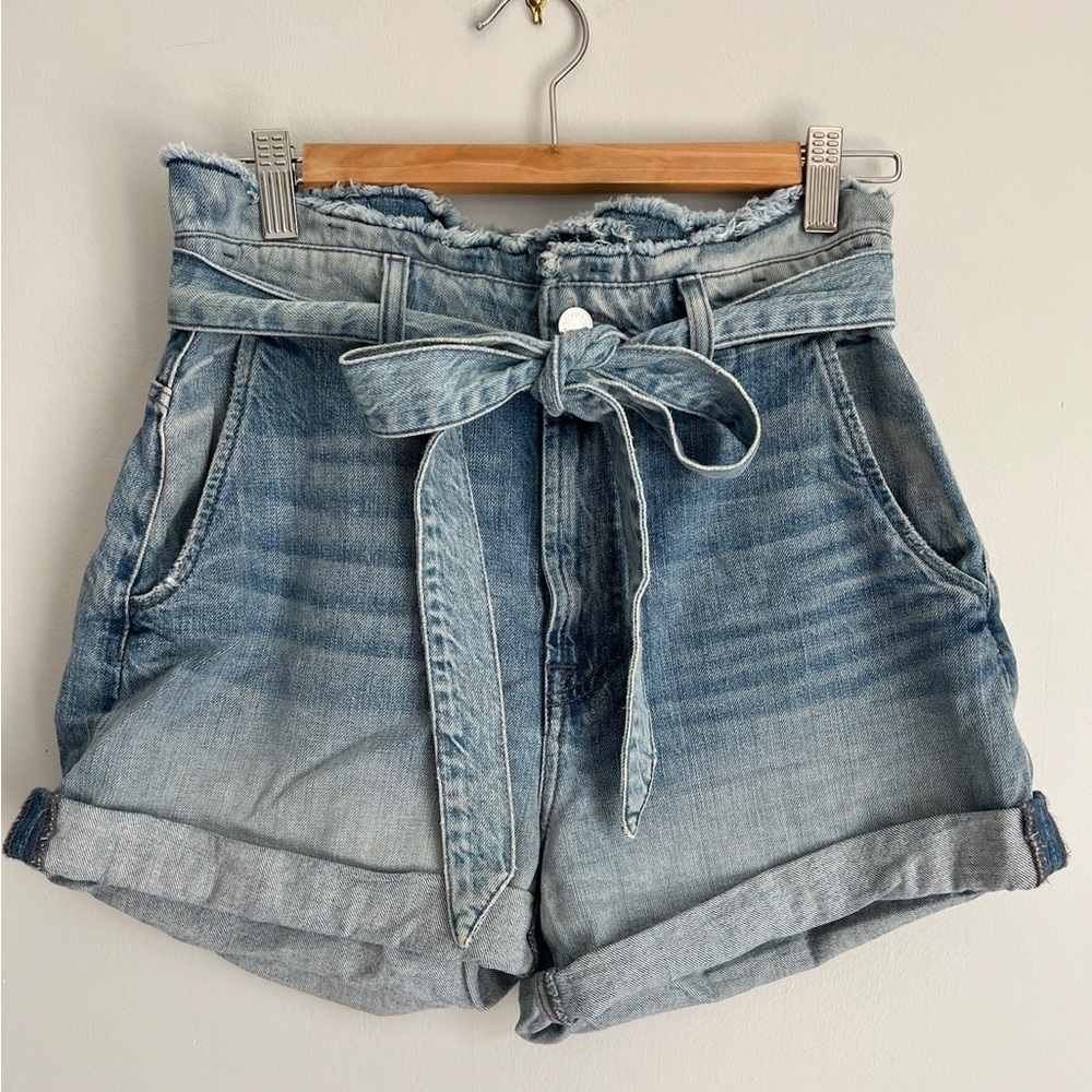7 For All Mankind Light Blue High Waist Denim Shorts
